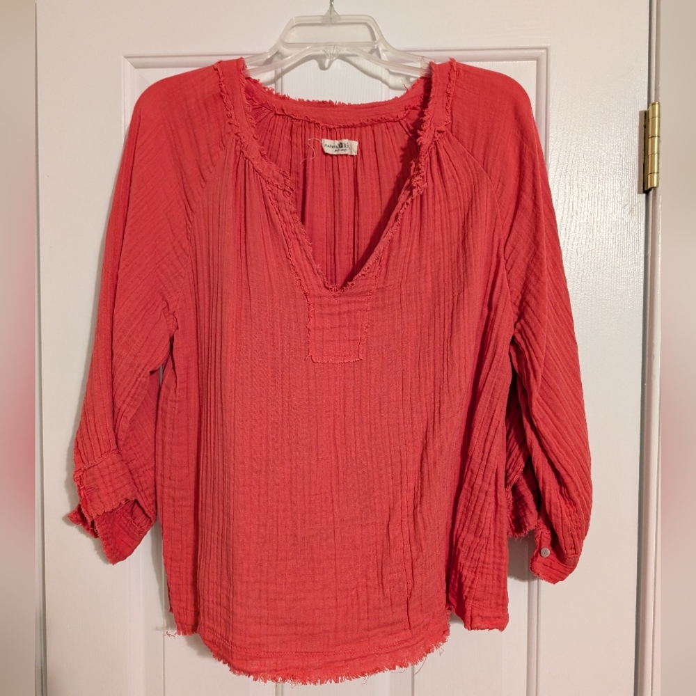 NATURAL LIFE Coral Textured Blouse